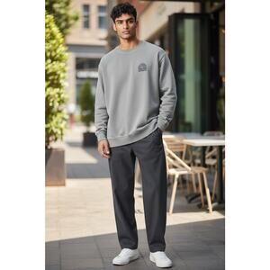 Goodfellow Men's French Terry Crewneck Pullover Heavyweight Sweatshirt Blue LARG